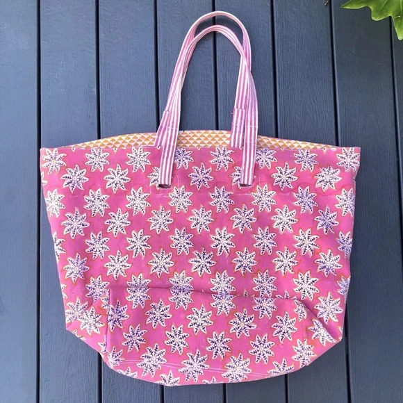 Roberta Roller Rabbit Handbags - Roberta Roller Rabbit Giant Cotton Canvas Tote Bag Oversized Pink Xl 27x19 Fun